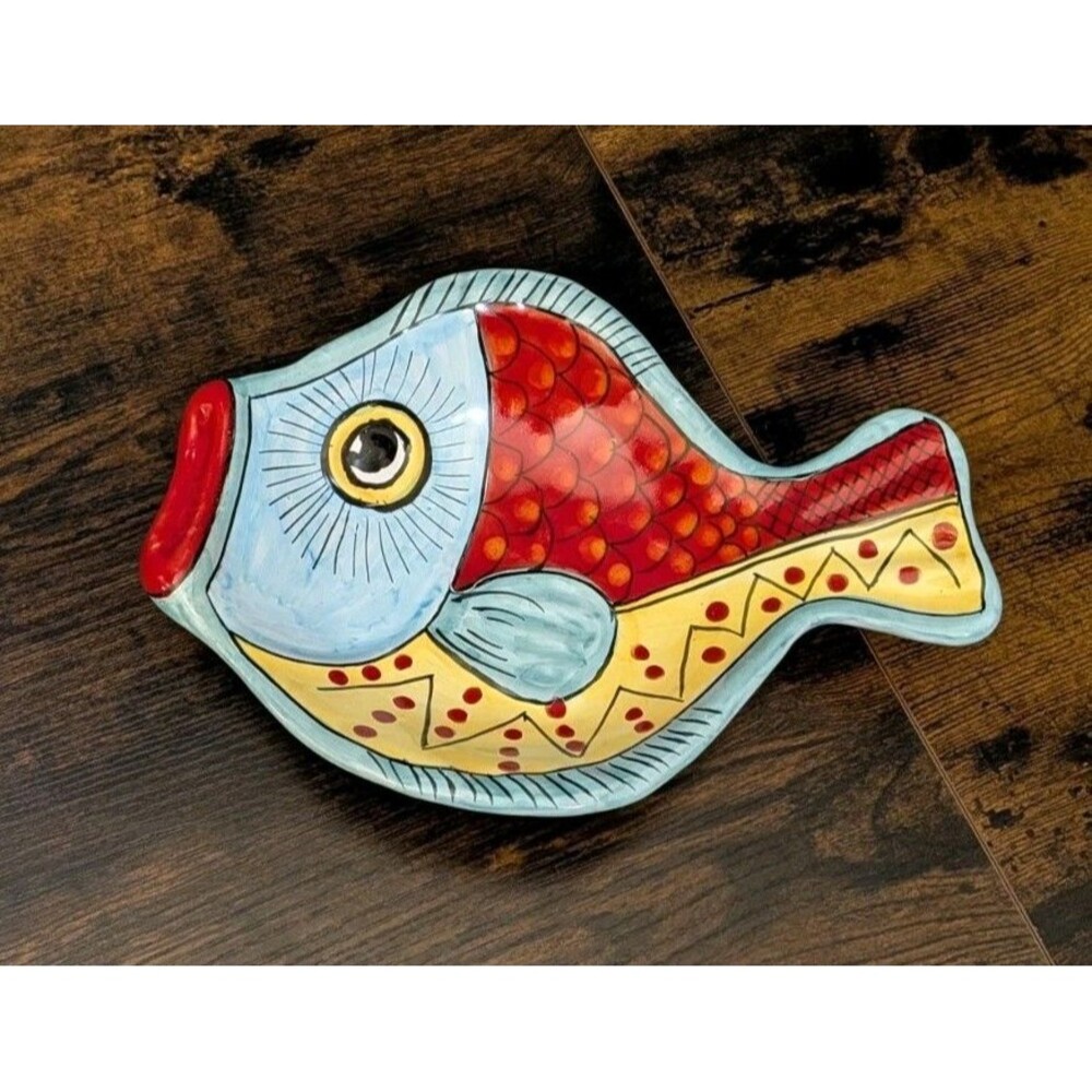 DESUIR for VIETRI Italy Hand Painted Fish Trinket Dish Plate Bowl Wall Hanging